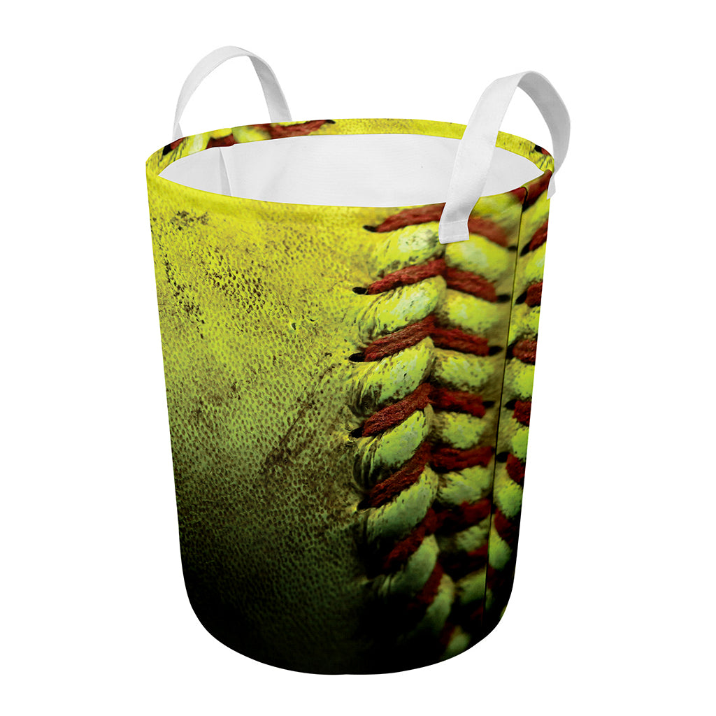 Softball Ball Print Round Laundry Basket