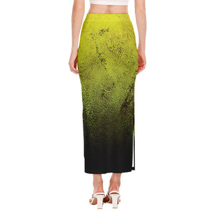 Softball Ball Print Side Slit Maxi Skirt