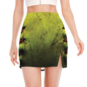 Softball Ball Print Side Slit Mini Skirt