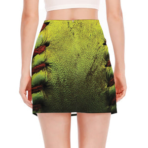 Softball Ball Print Side Slit Mini Skirt