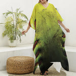 Softball Ball Print Silk V-Neck Kaftan Dress