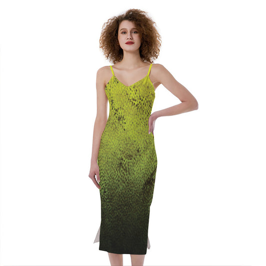 Softball Ball Print Slim Fit Midi Cami Dress