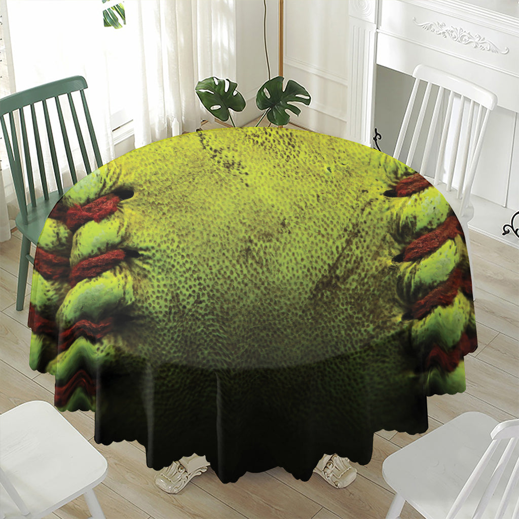 Softball Ball Print Waterproof Round Tablecloth