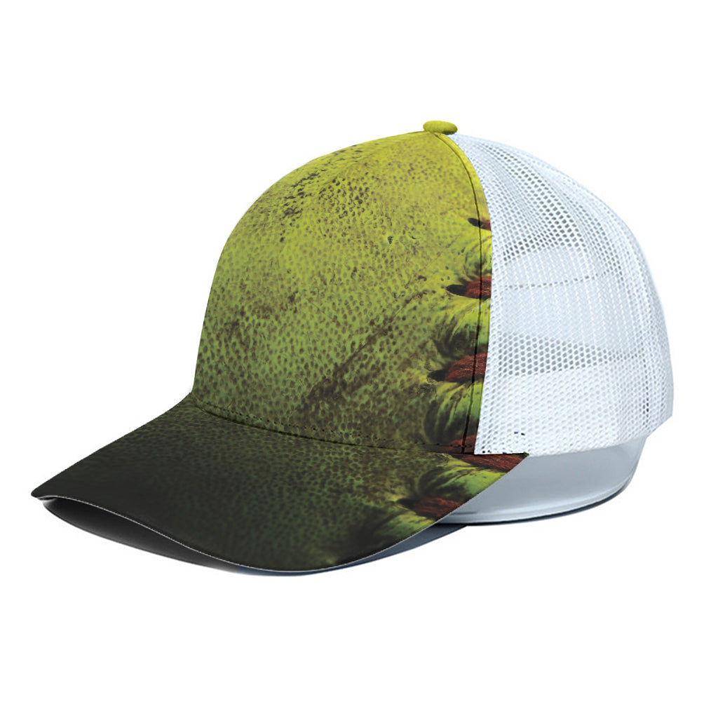 Softball Ball Print White Mesh Trucker Cap