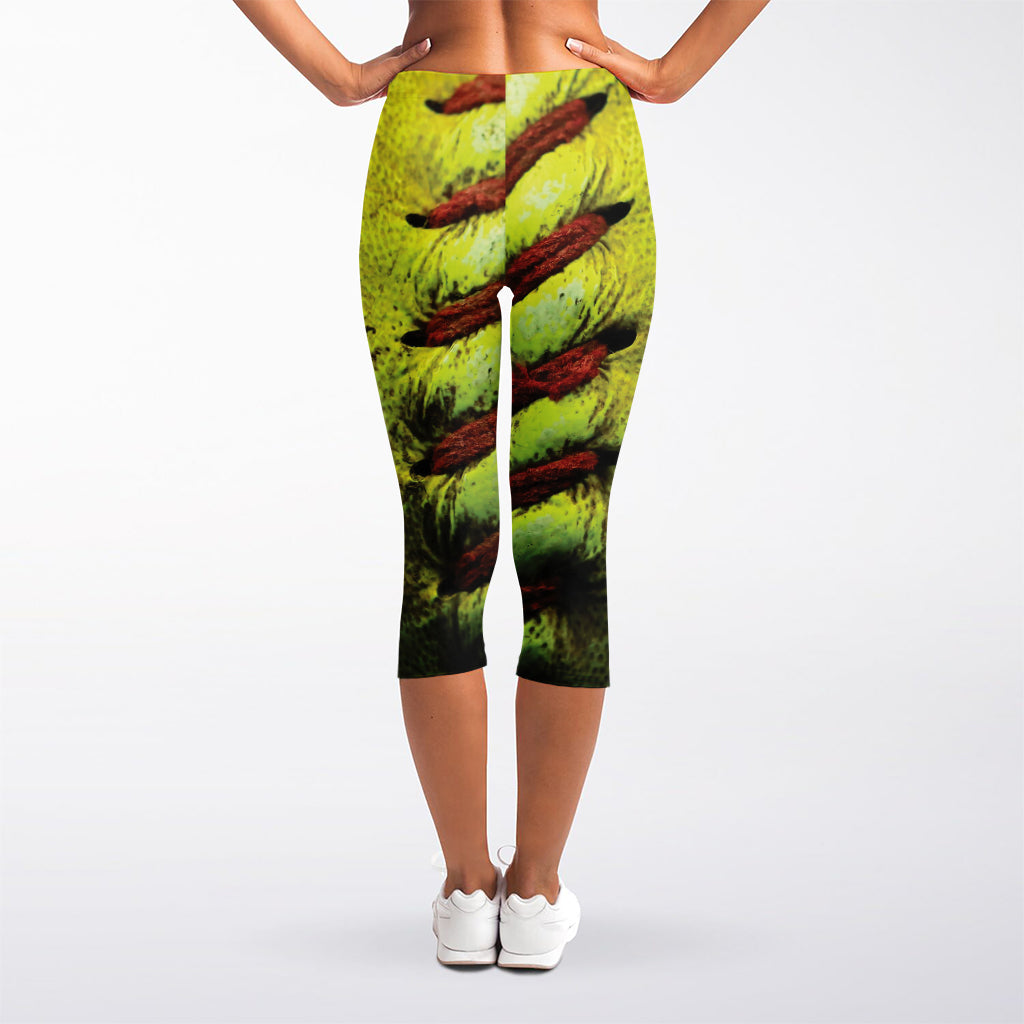 Softball Ball Print Women's Capri Leggings