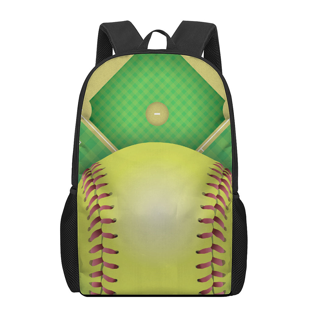 Softball Field And Ball Print 17 Inch Backpack