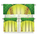 Softball Field And Ball Print 3 Piece Kitchen Curtains