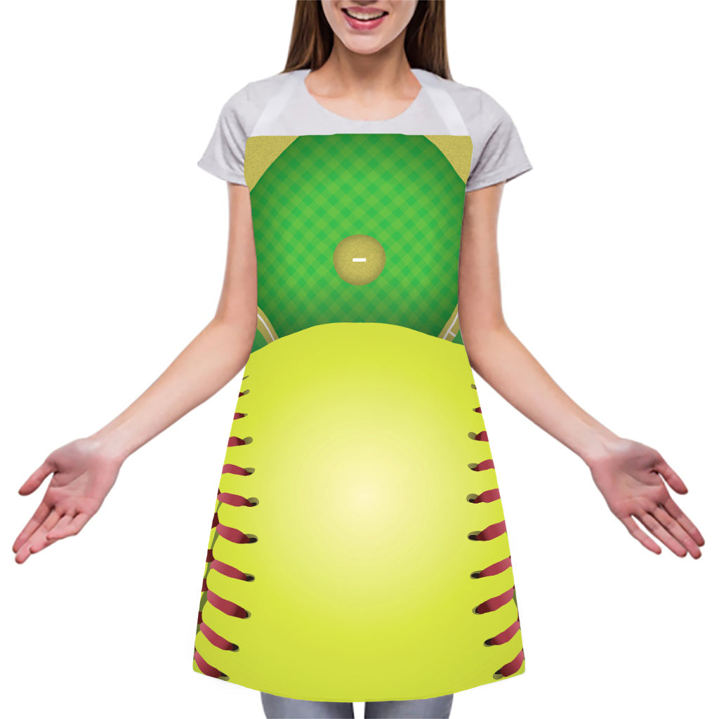 Softball Field And Ball Print Adjustable Apron