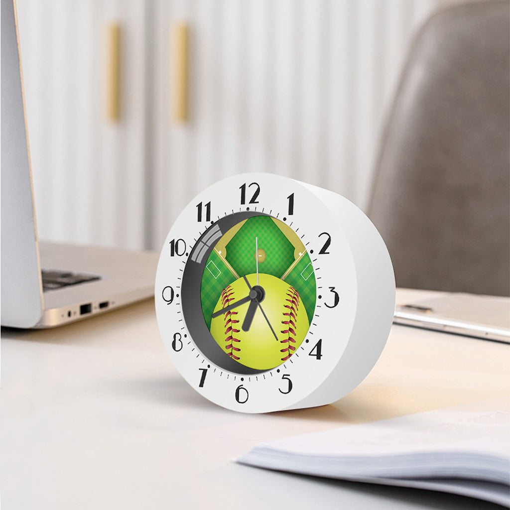 Softball Field And Ball Print Alarm Clock