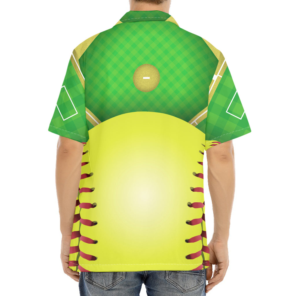 Softball Field And Ball Print Aloha Shirt