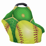 Softball Field And Ball Print Baby Seat Cover
