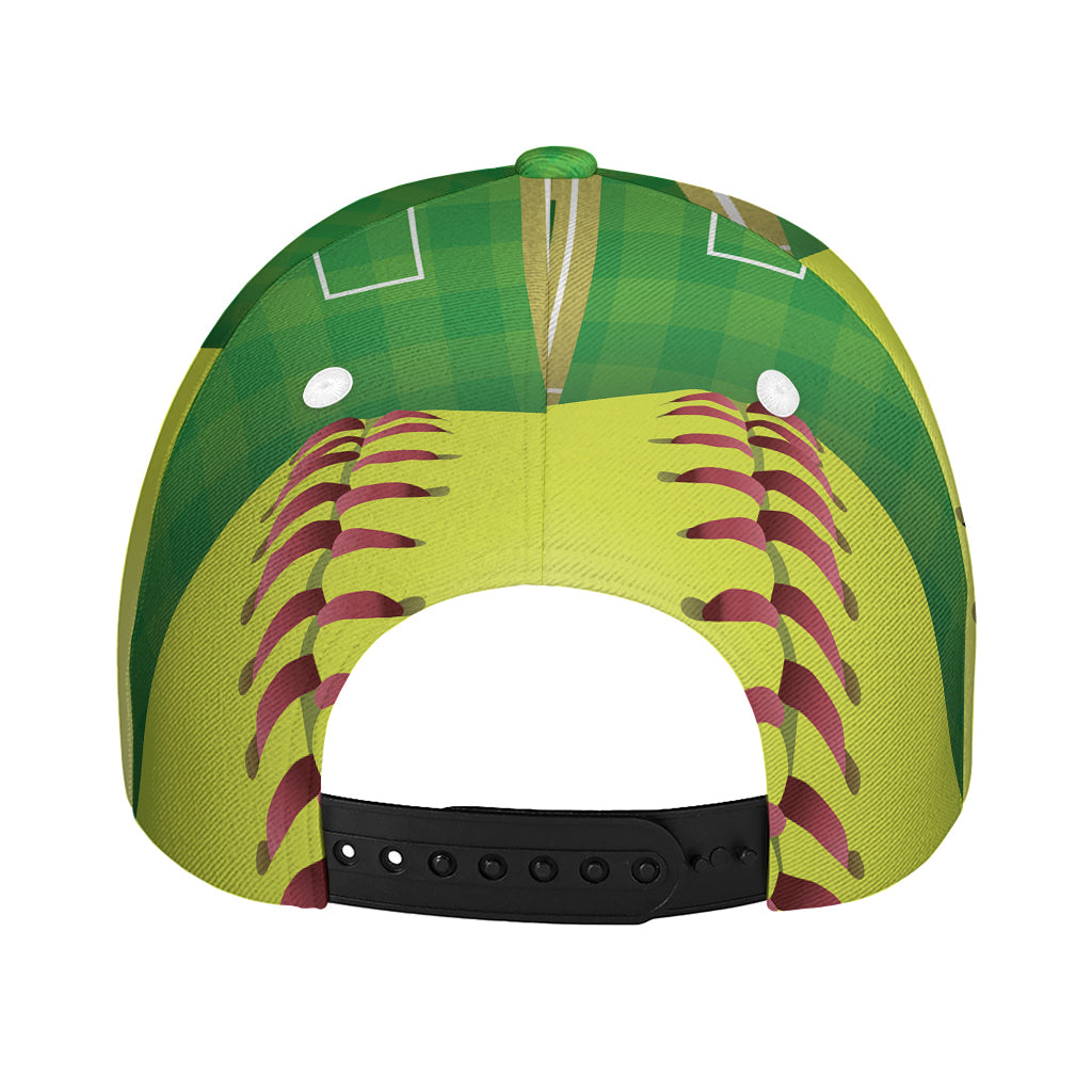 Softball Field And Ball Print Baseball Cap