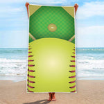 Softball Field And Ball Print Beach Towel