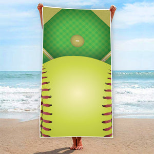 Softball Field And Ball Print Beach Towel