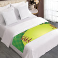 Softball Field And Ball Print Bed Runner