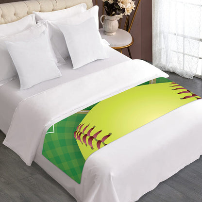Softball Field And Ball Print Bed Runner