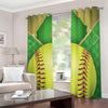 Softball Field And Ball Print Blackout Grommet Curtains