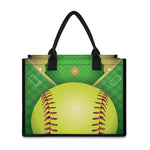 Softball Field And Ball Print Canvas Tote Bag