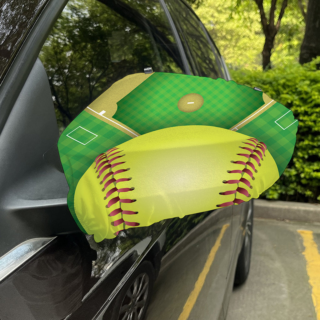 Softball Field And Ball Print Car Side Mirror Covers