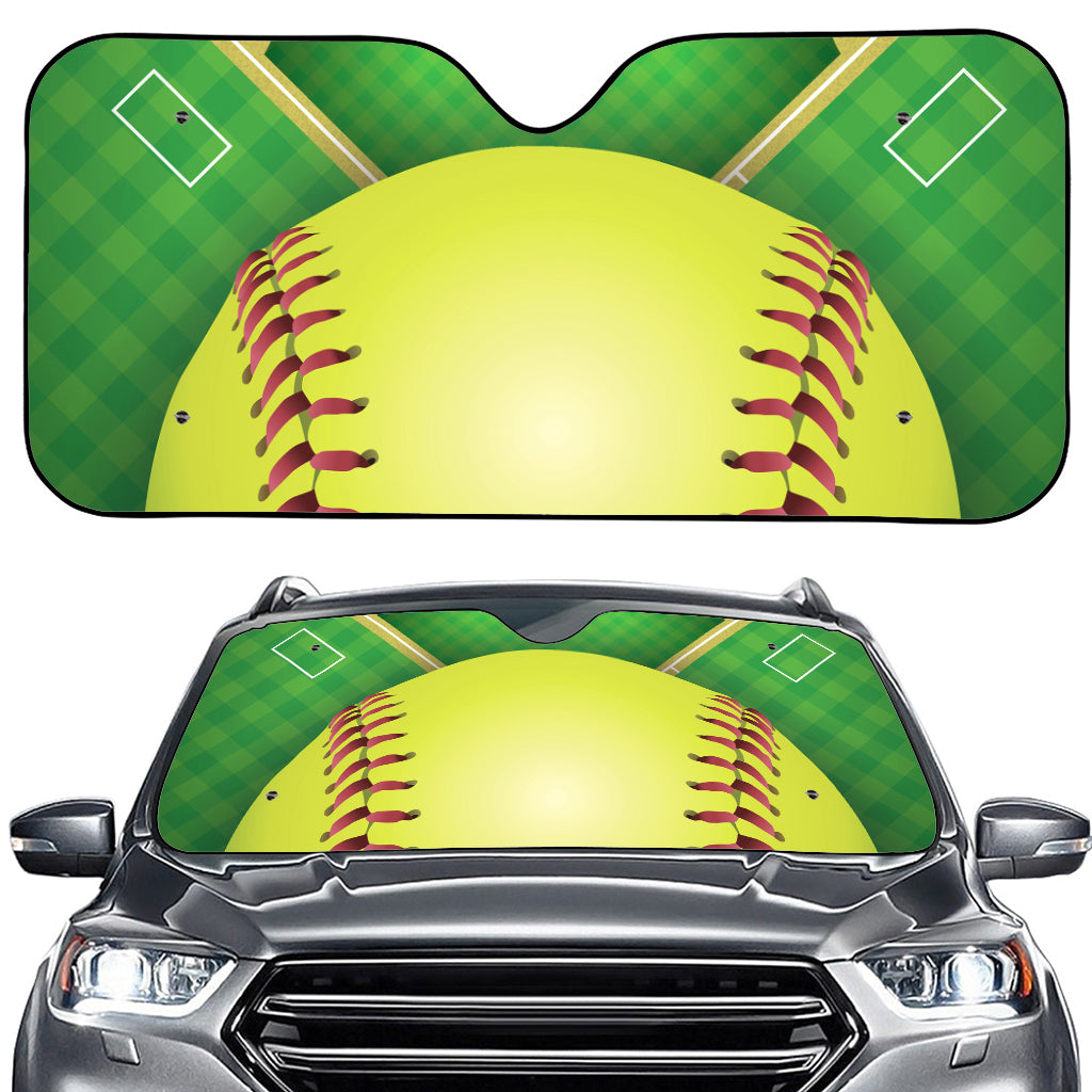 Softball Field And Ball Print Car Windshield Sun Shade