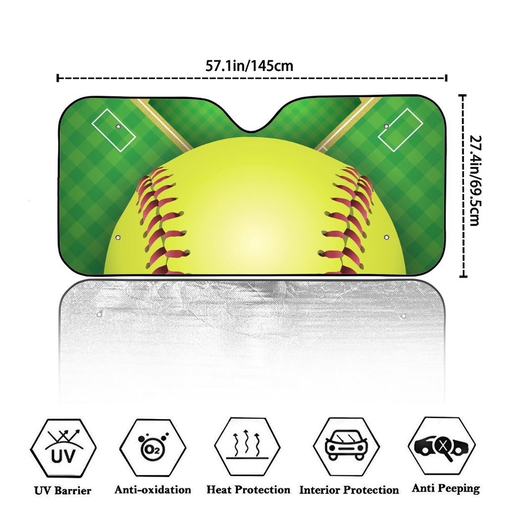 Softball Field And Ball Print Car Windshield Sun Shade