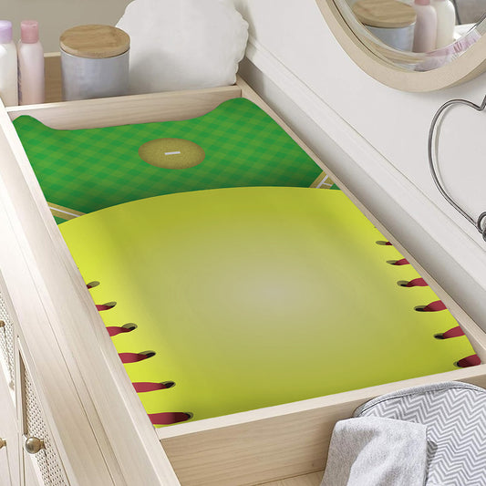 Softball Field And Ball Print Changing Pad Cover