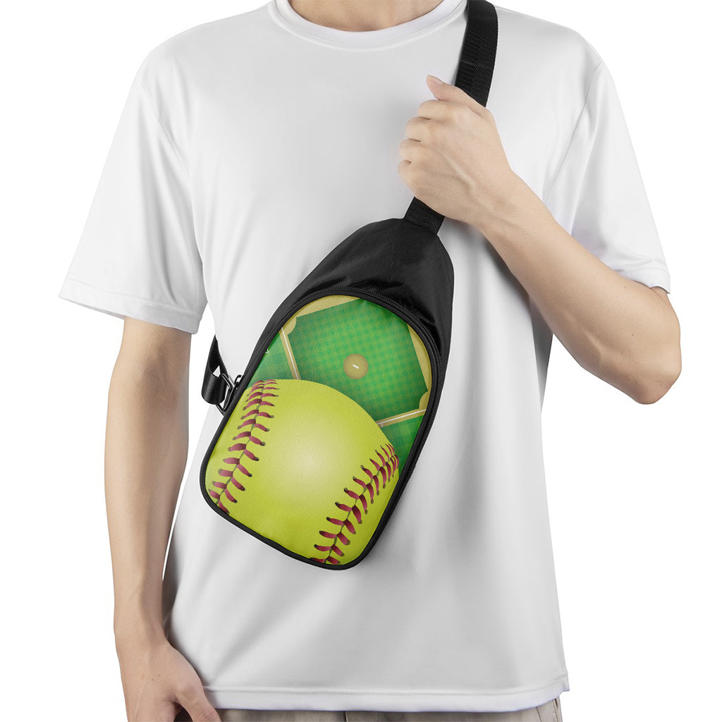 Softball Field And Ball Print Chest Bag