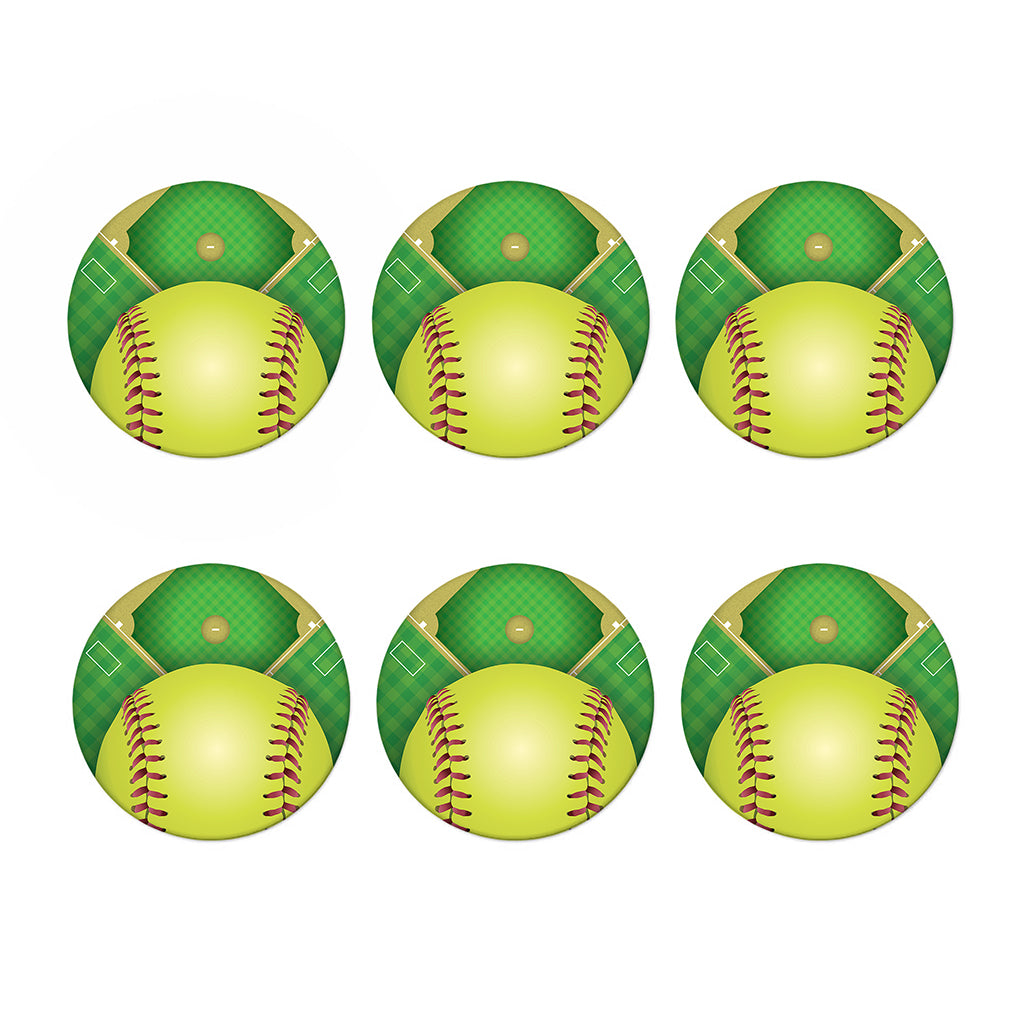 Softball Field And Ball Print Coaster Set