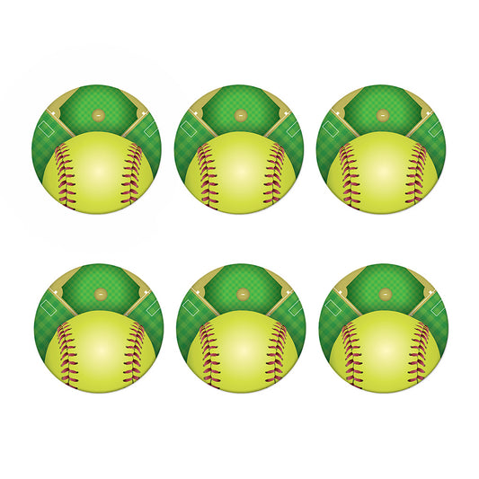 Softball Field And Ball Print Coaster Set