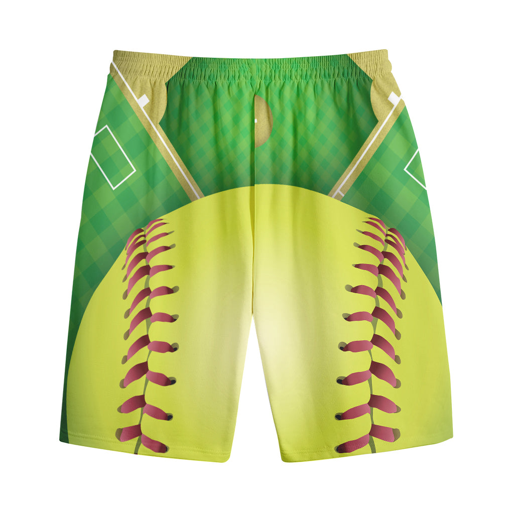 Softball Field And Ball Print Cotton Shorts