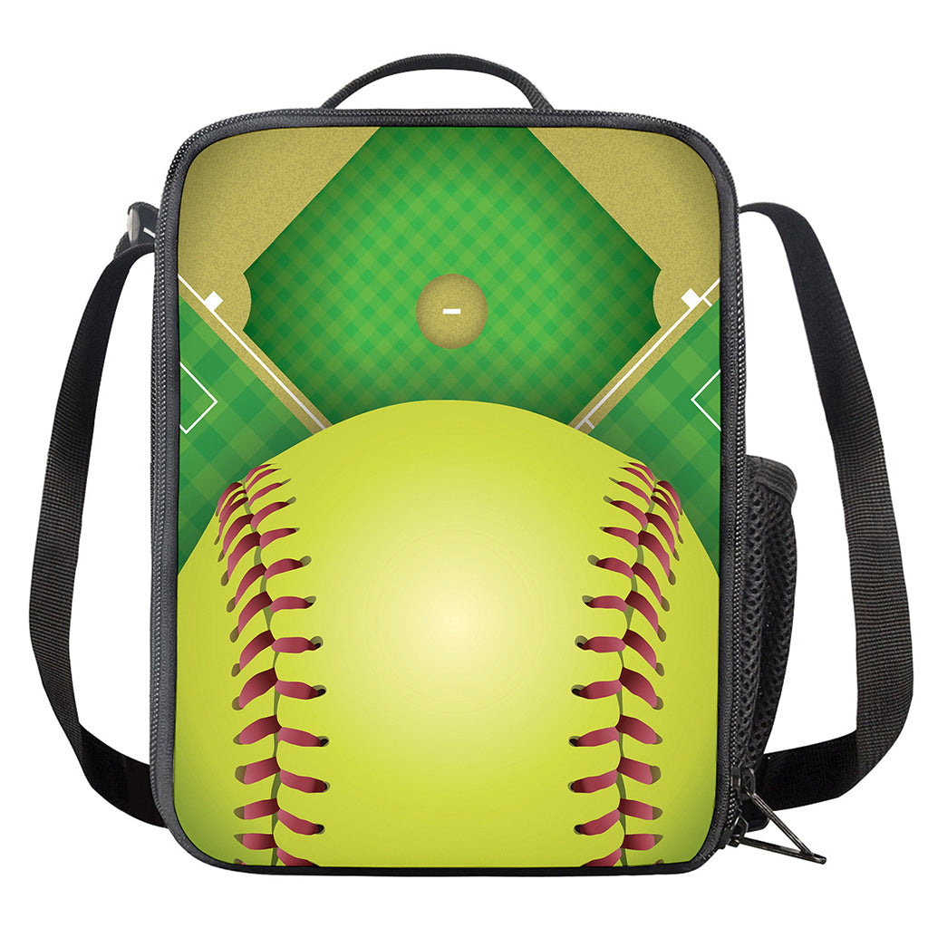 Softball Field And Ball Print Crossbody Lunch Bag
