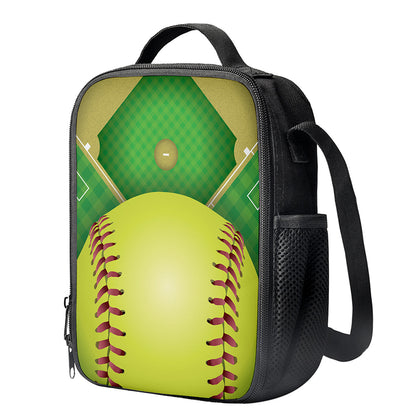 Softball Field And Ball Print Crossbody Lunch Bag
