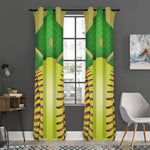 Softball Field And Ball Print Curtain