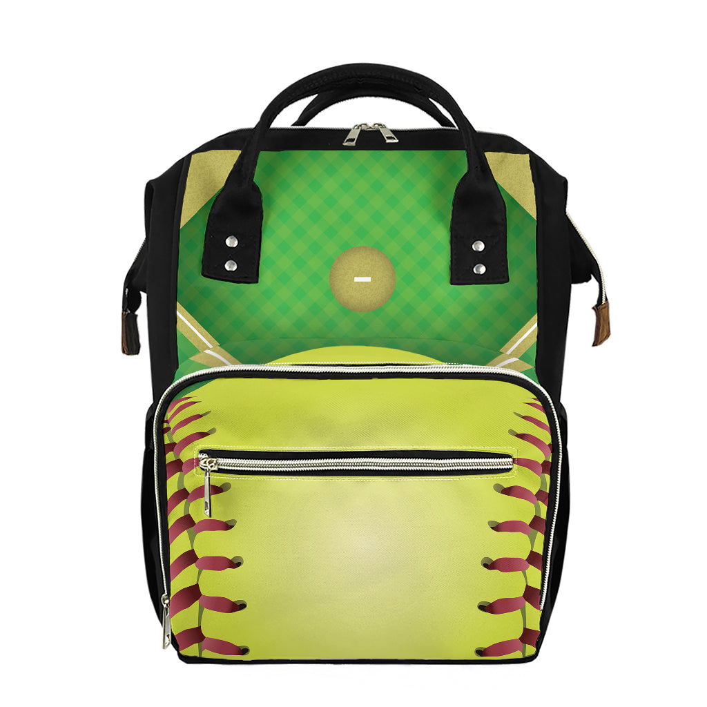 Softball Field And Ball Print Diaper Bag