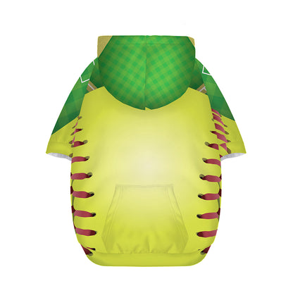 Softball Field And Ball Print Dog Zip Up Hoodie