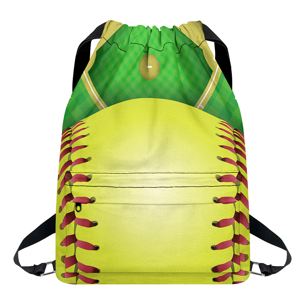 Softball Field And Ball Print Drawstring Backpack