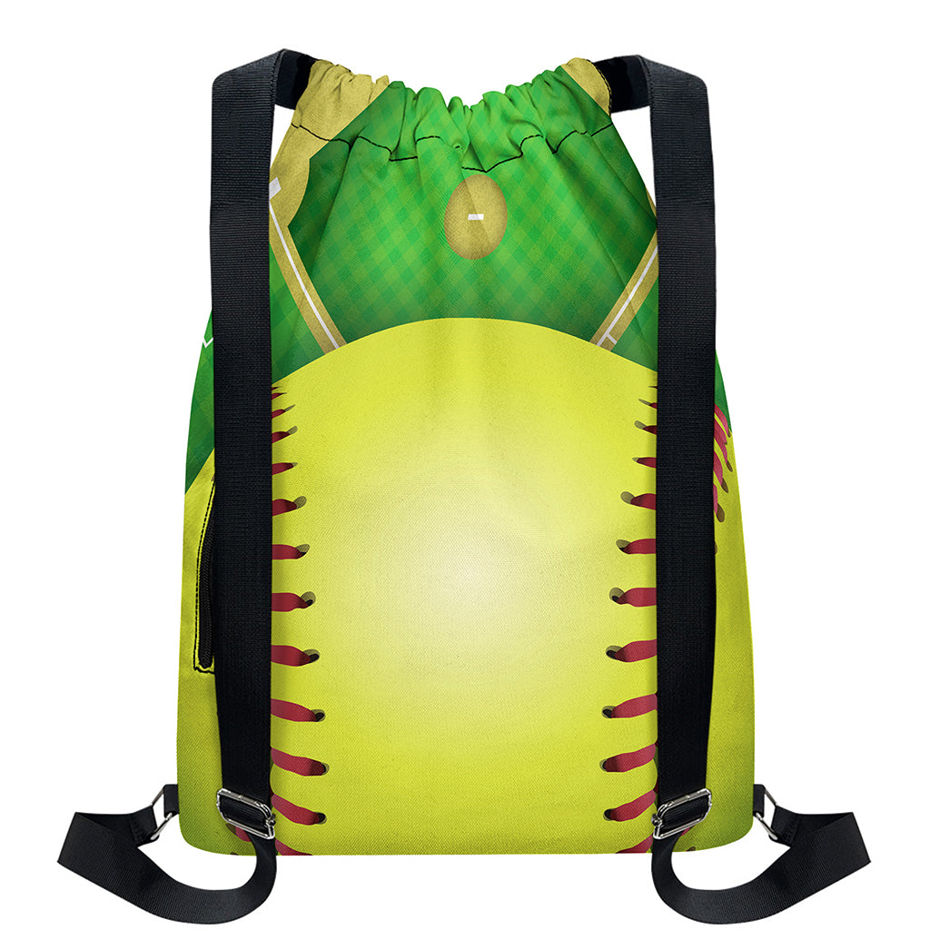 Softball Field And Ball Print Drawstring Backpack