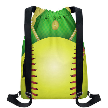 Softball Field And Ball Print Drawstring Backpack