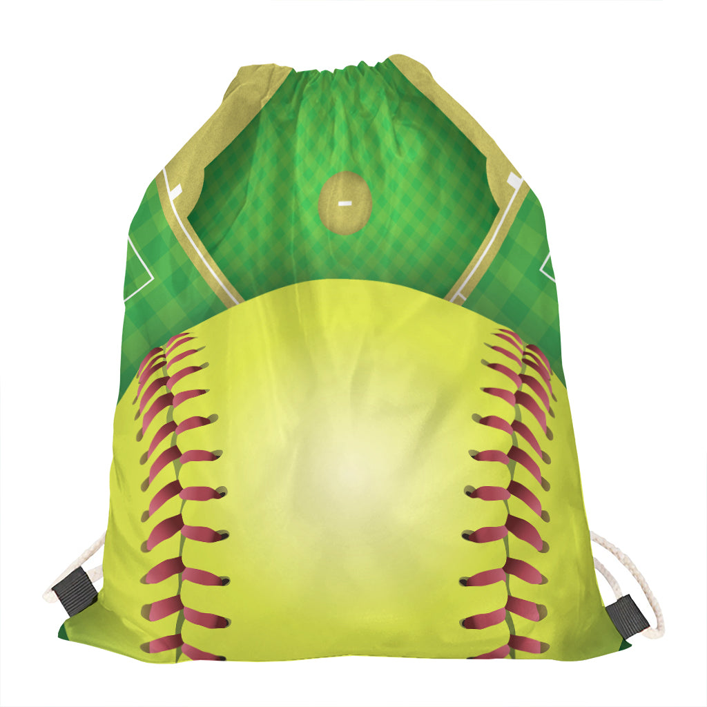 Softball Field And Ball Print Drawstring Bag