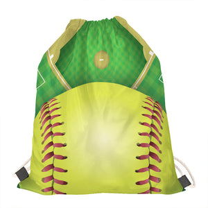 Softball Field And Ball Print Drawstring Bag