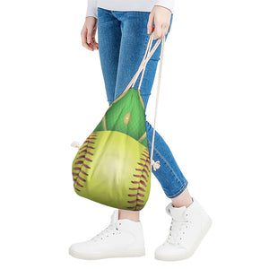 Softball Field And Ball Print Drawstring Bag