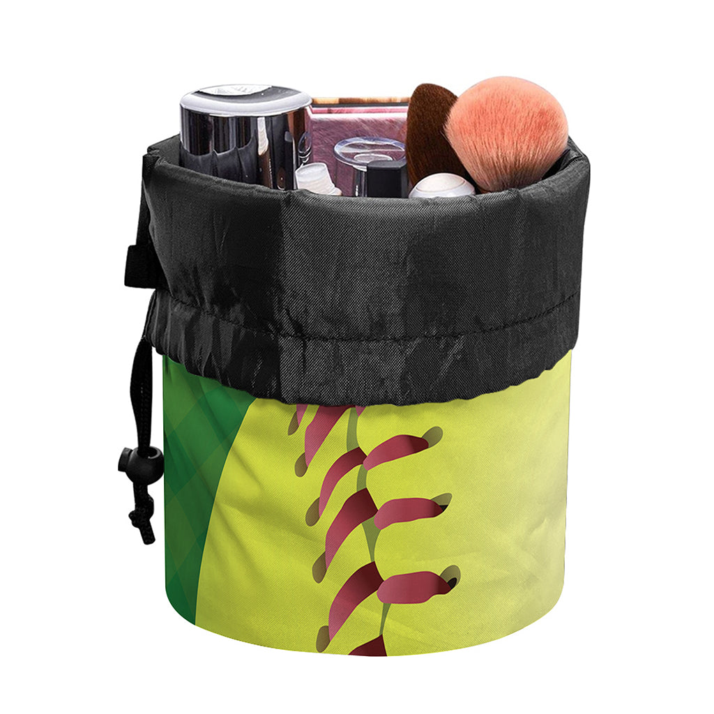 Softball Field And Ball Print Drawstring Makeup Bag