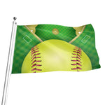 Softball Field And Ball Print Flag