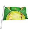 Softball Field And Ball Print Flag