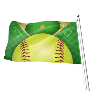 Softball Field And Ball Print Flag