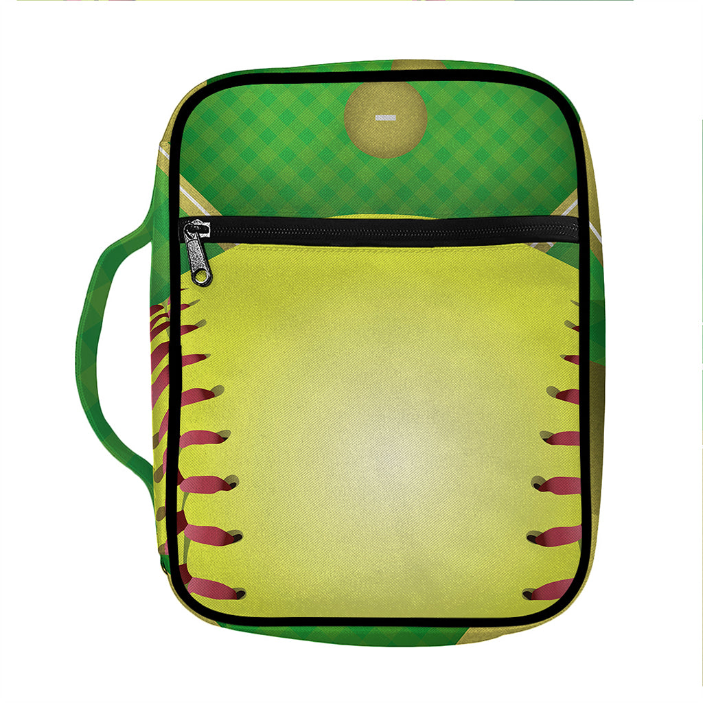 Softball Field And Ball Print Front Pocket Bible Bag