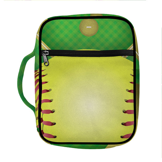 Softball Field And Ball Print Front Pocket Bible Bag
