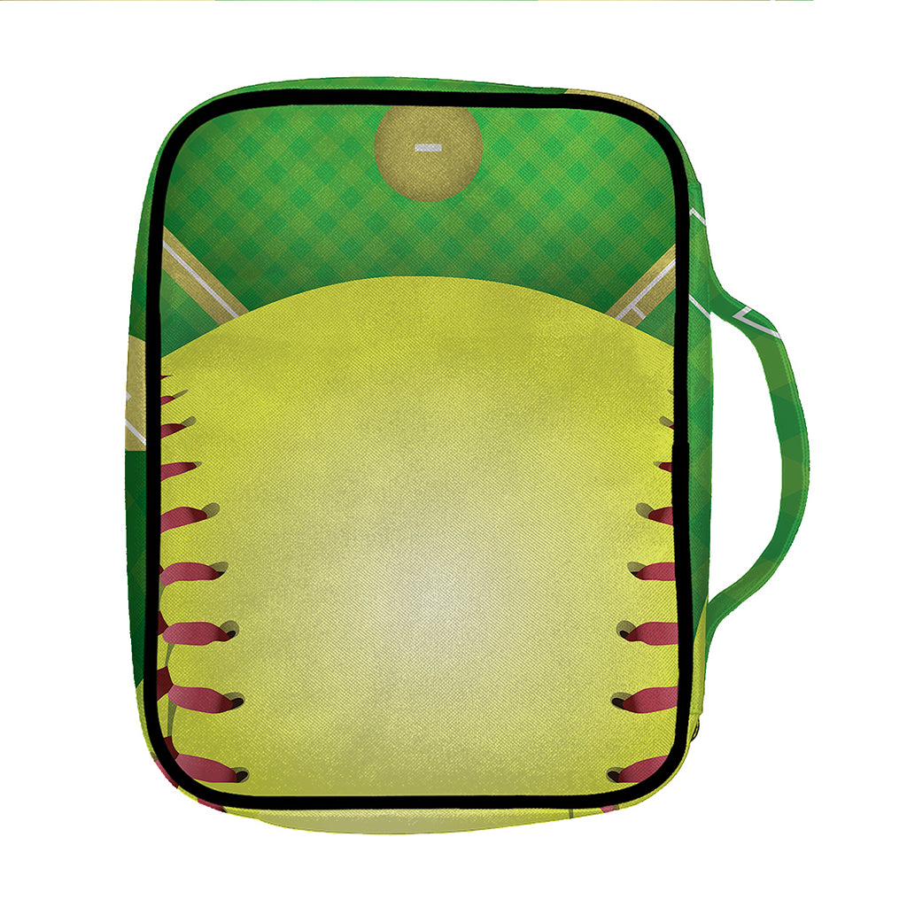Softball Field And Ball Print Front Pocket Bible Bag