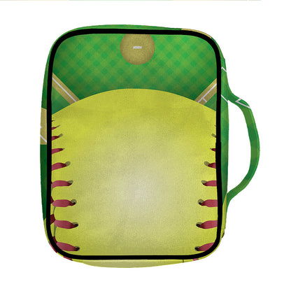 Softball Field And Ball Print Front Pocket Bible Bag