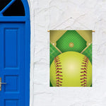 Softball Field And Ball Print Garden Flag